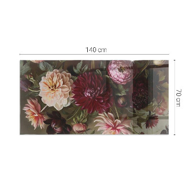 Glasplatte für Öfen rechteckig Blumenstrauß im Detail