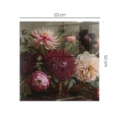 Glasplatte für Öfen rechteckig Blumenstrauß im Detail