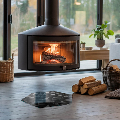 Vorlegeplatte für Kaminöfen sechseckig Geometrie im dreidimensionalen Raum