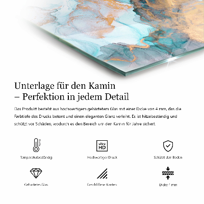 Kaminofen Glas Bodenplatte sechseckig Holzinspiriertes Muster