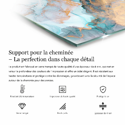 Glas unter Kamin sechseckig Kiefernholzmuster