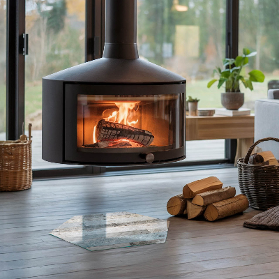 Kaminofen Glas Bodenplatte sechseckig Platinenfarben in verschiedenen Farbtönen