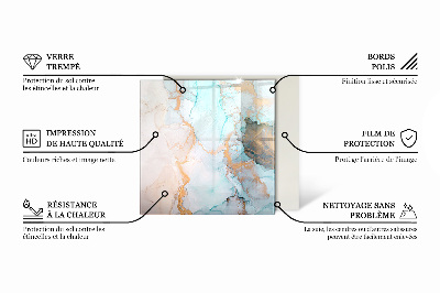 Glas unter Kamin sechseckig Marmormotiv mit feinen Adern
