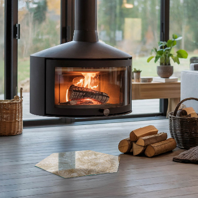 Vorlegeplatte für Kaminöfen sechseckig Zarte Blattmuster