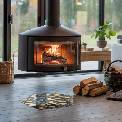 Glas unter Kamin sechseckig Moderne Formen mit Holzakzenten