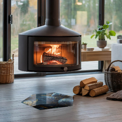 Vorlegeplatte für Kaminöfen sechseckig Stilvolle Blätter in der Struktur