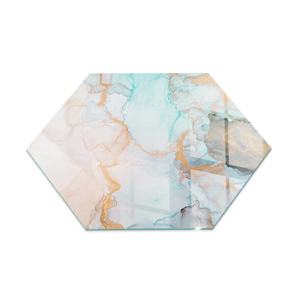 Kaminofen Glas Bodenplatte sechseckig Fließendes abstraktes Motiv