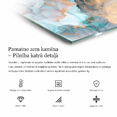 Kaminofen Glas Bodenplatte sechseckig Fließendes abstraktes Motiv