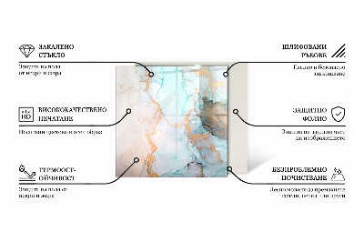 Glas unter Kamin sechseckig Marmormotiv in dezenten Farbtönen