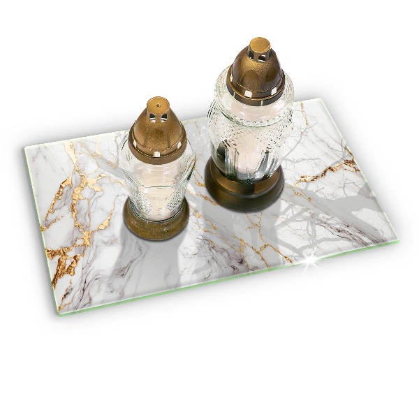 Grabkerzen Unterlage Heller Marmor mit Gold