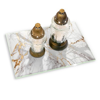 Grabkerzen Unterlage Heller Marmor mit Gold
