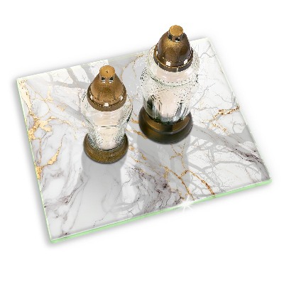 Grabkerzen Unterlage Heller Marmor mit Gold
