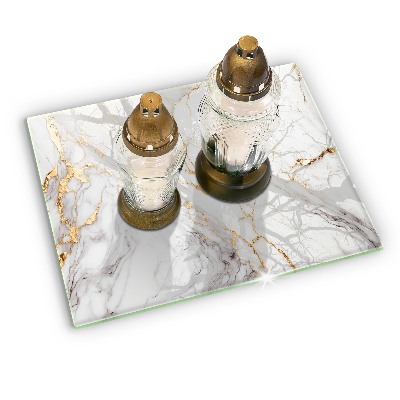 Grabkerzen Unterlage Heller Marmor mit Gold