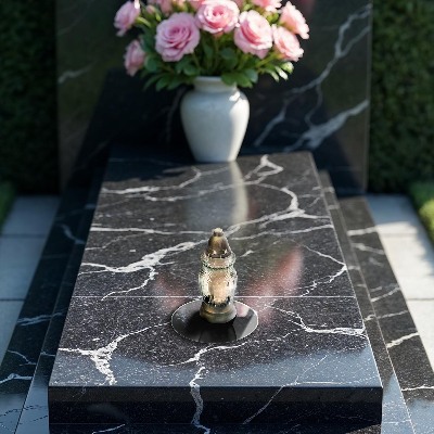 Grabkerzen Unterlage rund Eleganter Marmor