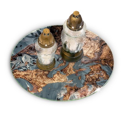 Grabkerzen Unterlage rund Goldtextur Felsen