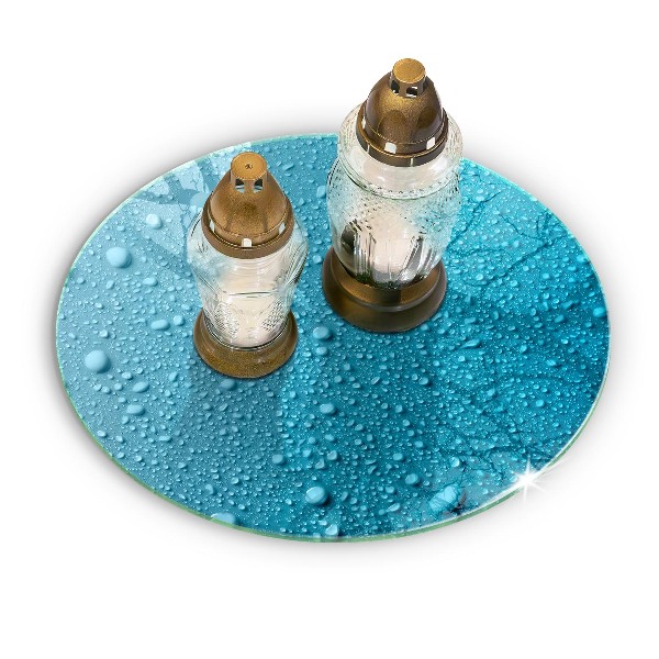 Grabkerzen Unterlage rund Wassertropfen
