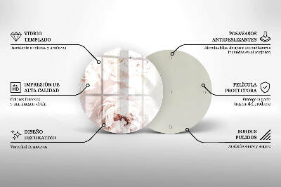 Unterlage für Kerzen rund Pastellfarbene Pfingstrosen