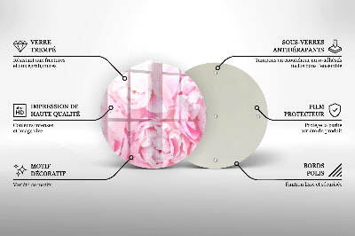 Unterlage für Kerzen rund Zarte Pfingstrosen