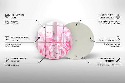 Unterlage für Kerzen rund Zarte Pfingstrosen