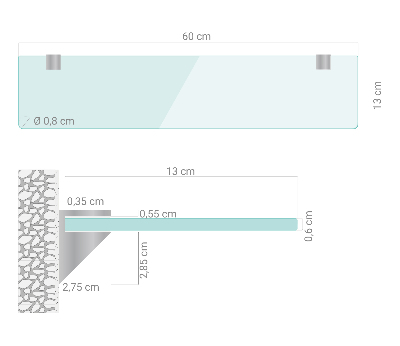 Glasablage für Bad transparent