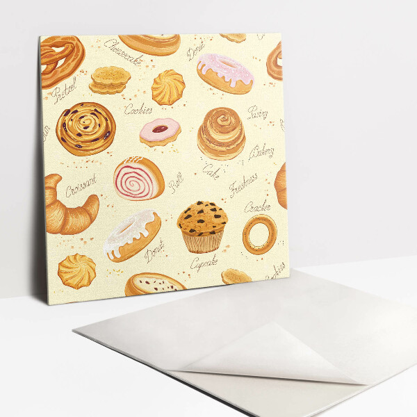 Vinyl Fliesen selbstklebend Donuts, Croissants und Muffins