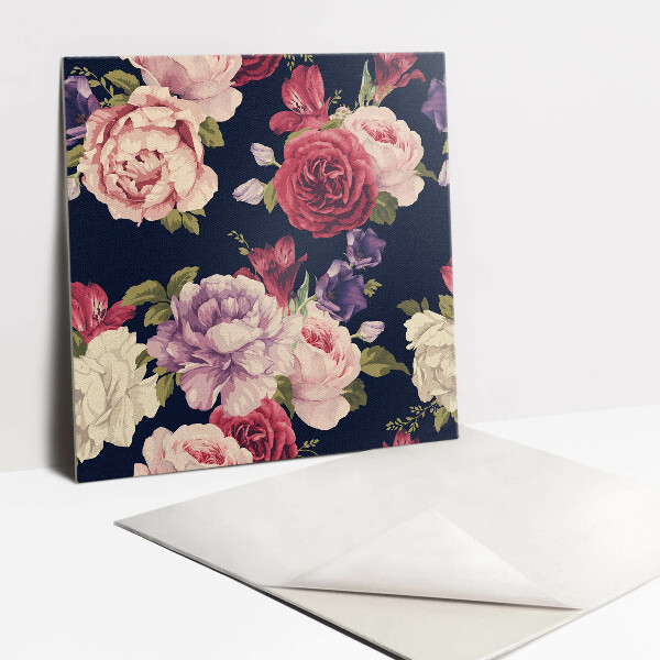 Vinyl Fliesen selbstklebend Bunte Rosenblüten