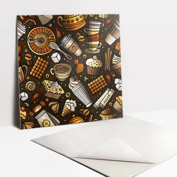Vinyl Fliesen selbstklebend Kaffee und Süßigkeiten