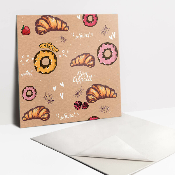 Vinyl Fliesen Süßes Croissant und Donut