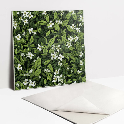 Pvc boden Fliesen Weiße Blüten und Blätter