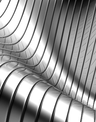 Fensterrollo in metallischer Abstraktion