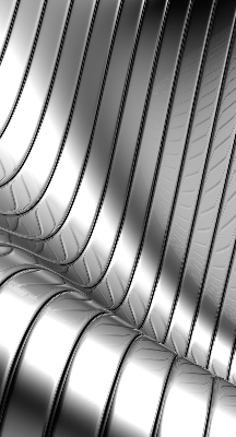 Fensterrollo in metallischer Abstraktion