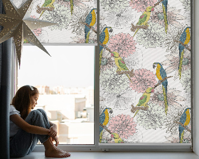 Rollo Fenster mit Papageien auf einem Ast