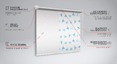Fensterrollo mit blauen Vögeln