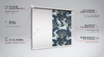 Rollo Fenster mit Hasen- und Stöckemotiv