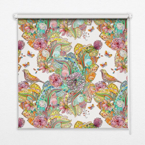 Fensterrollo mit farbenfrohem Naturmuster