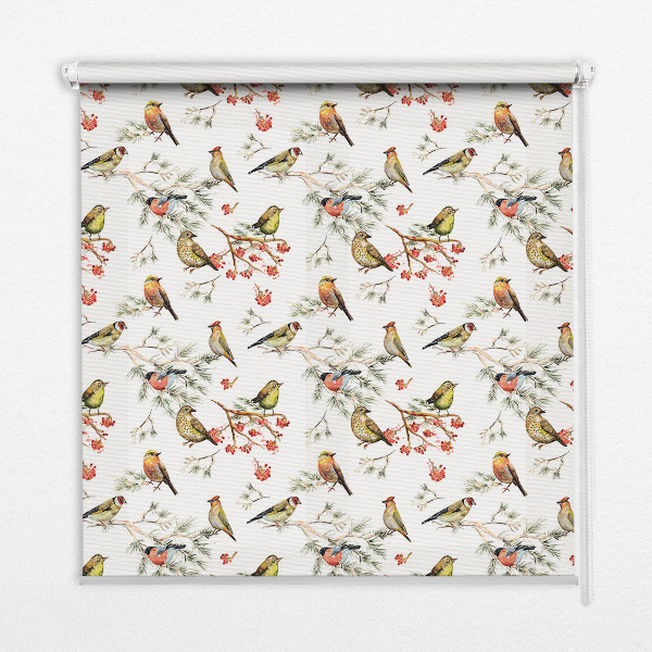 Fensterrollo mit Motiv Vögel auf den Zweigen