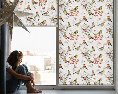 Fensterrollo mit Motiv Vögel auf den Zweigen