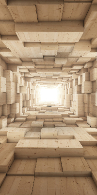 Rollo Fenster in 3D-Holzoptik mit Lochstruktur