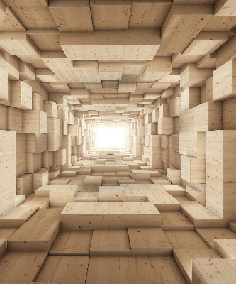 Rollo Fenster in 3D-Holzoptik mit Lochstruktur