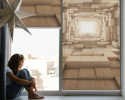 Rollo Fenster in 3D-Holzoptik mit Lochstruktur