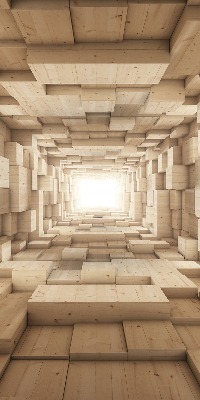 Rollo Fenster in 3D-Holzoptik mit Lochstruktur