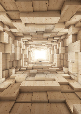 Rollo Fenster in 3D-Holzoptik mit Lochstruktur
