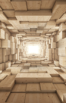 Rollo Fenster in 3D-Holzoptik mit Lochstruktur