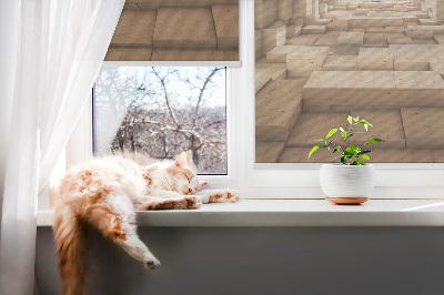 Rollo Fenster in 3D-Holzoptik mit Lochstruktur
