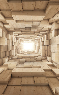 Rollo Fenster in 3D-Holzoptik mit Lochstruktur