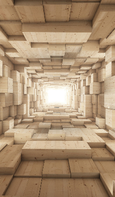 Rollo Fenster in 3D-Holzoptik mit Lochstruktur