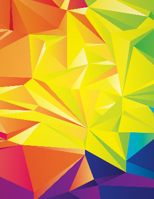 Fensterrollo mit buntem Origami-Muster