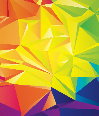 Fensterrollo mit buntem Origami-Muster
