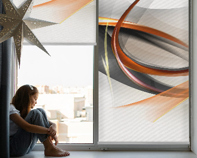 Fensterrollo innen mit orangefarbenem Linienmuster