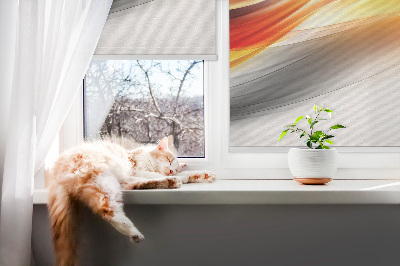Rollo Fenster in oranger Wellenoptik